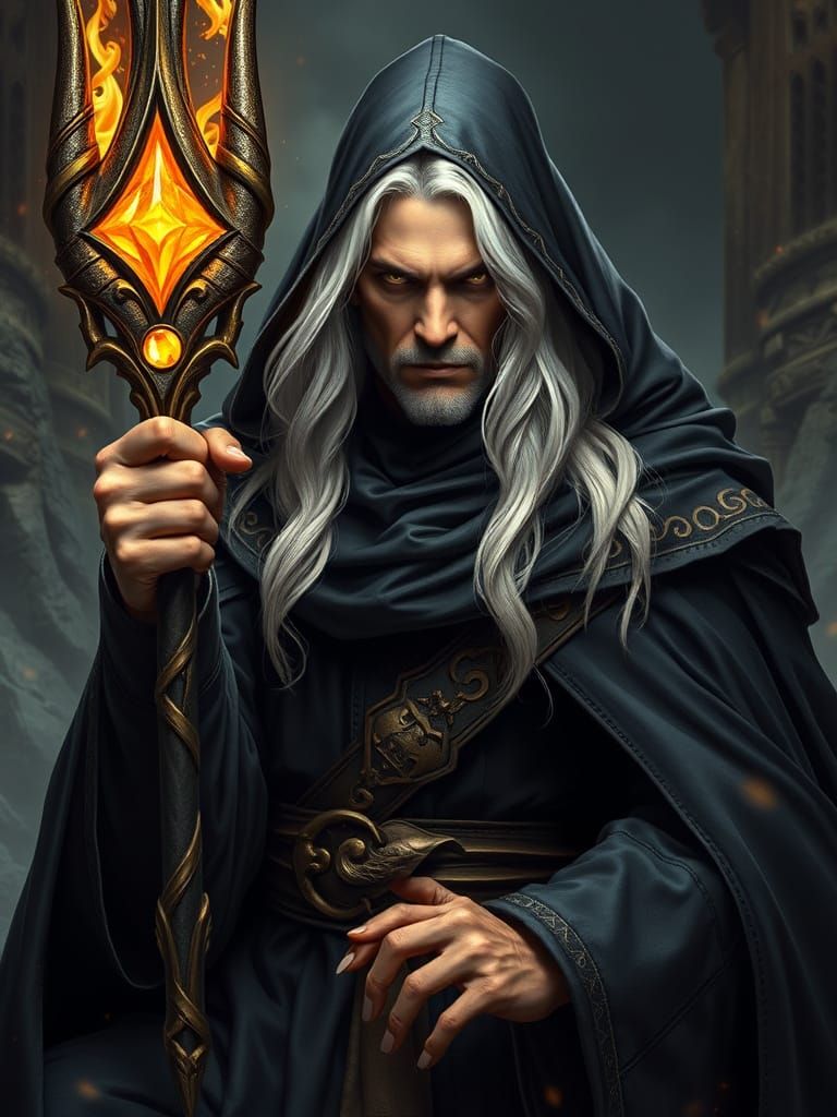 Mystical Sorcerer in Dark Elegance