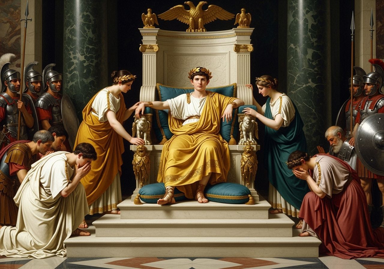 Emperor Caligula on His Throne in Photorealistic Style