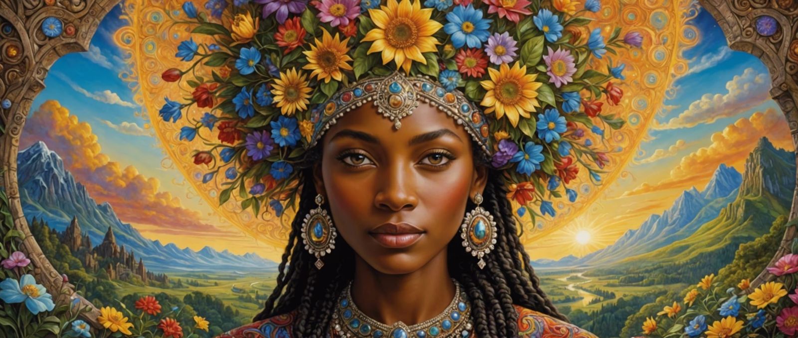 Radiant Joy: A Surrealist Matte Painting Portrait