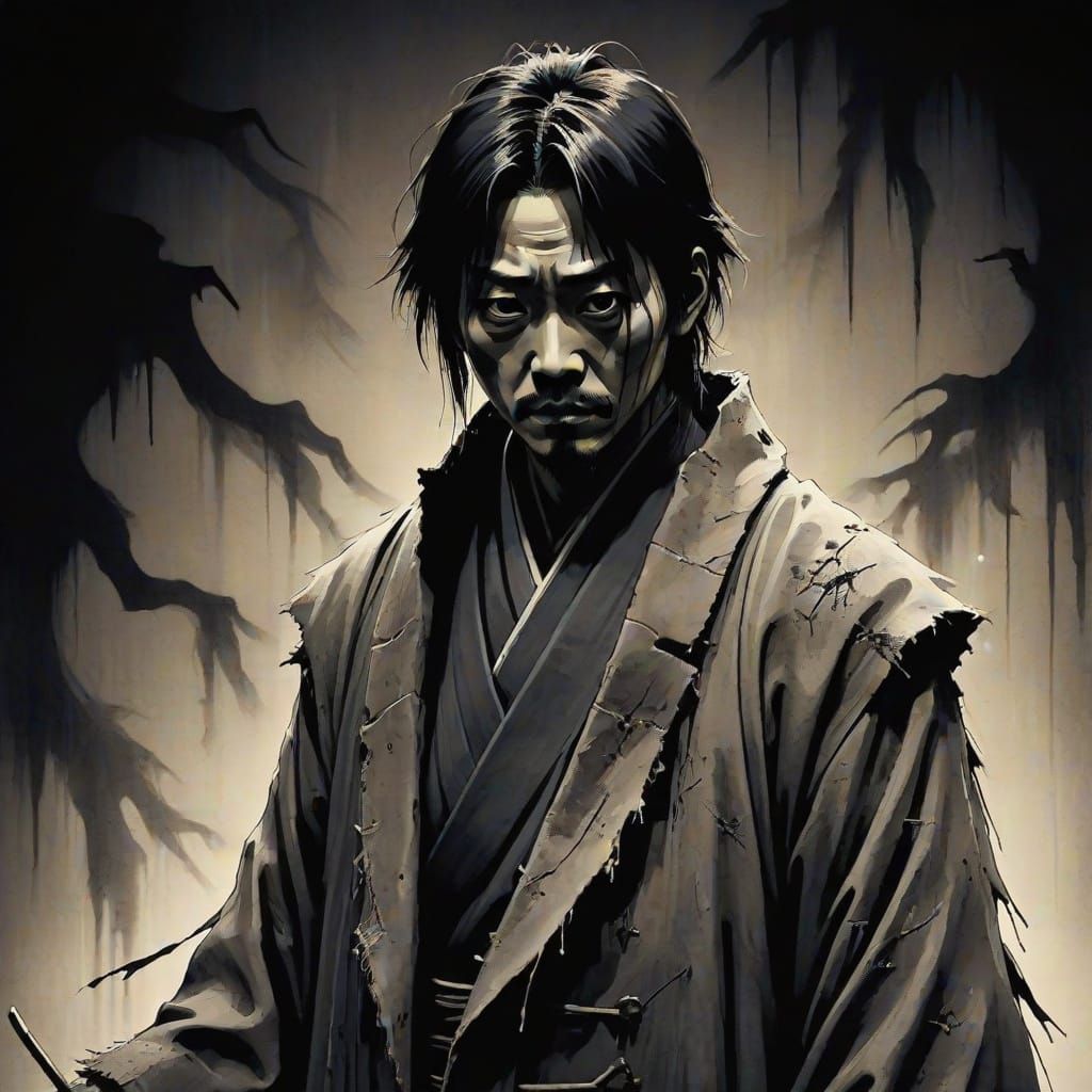 Japanese Horror Art: Django's Eerie Portrait