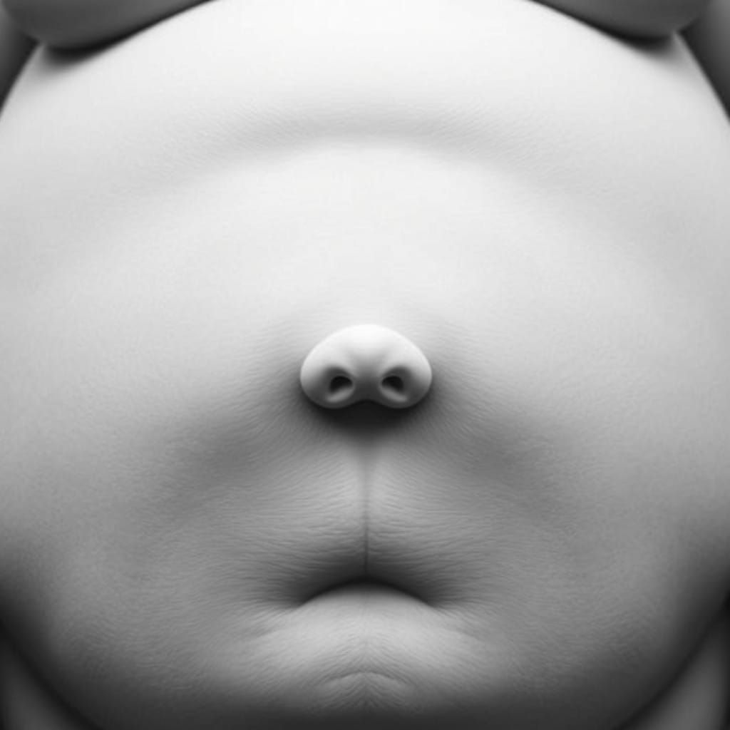 Monochromatic Surreal Portrait of a Distorted Face with Intr...