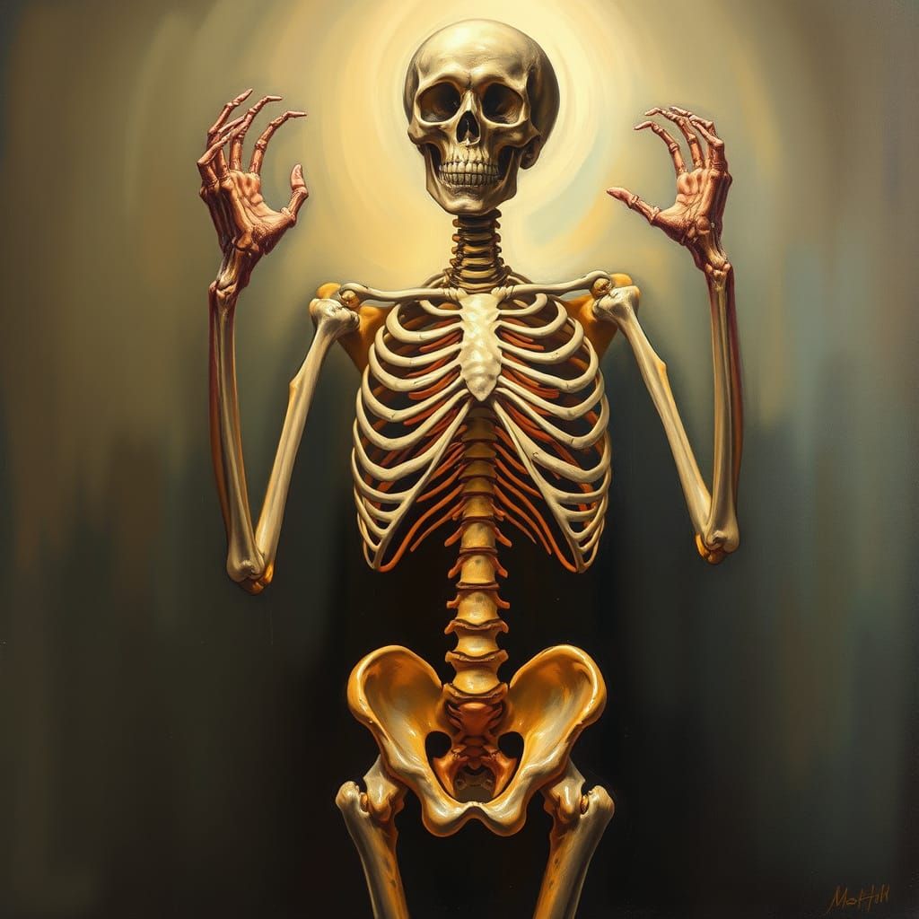 Skeletal Emergence in Surrealist Style