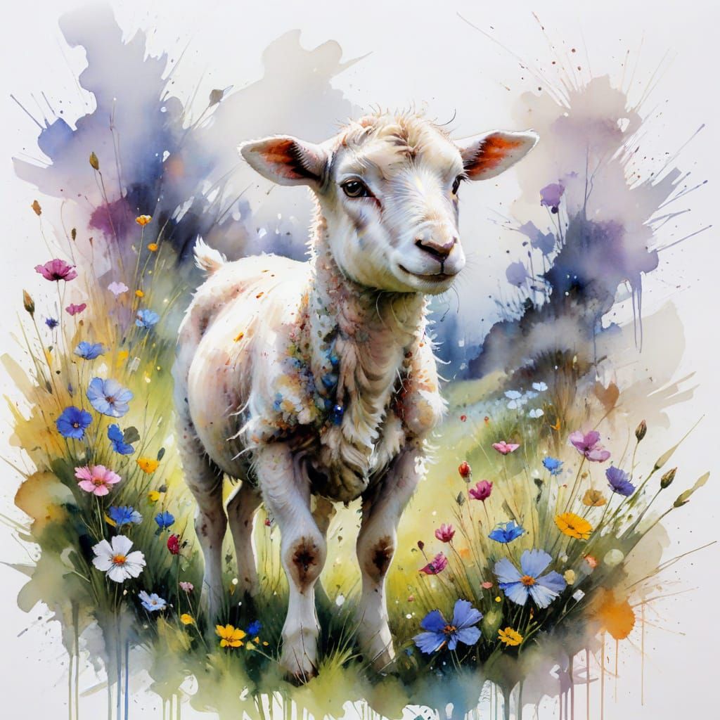 Vibrant Spring Landscape in Expressive Watercolour Style