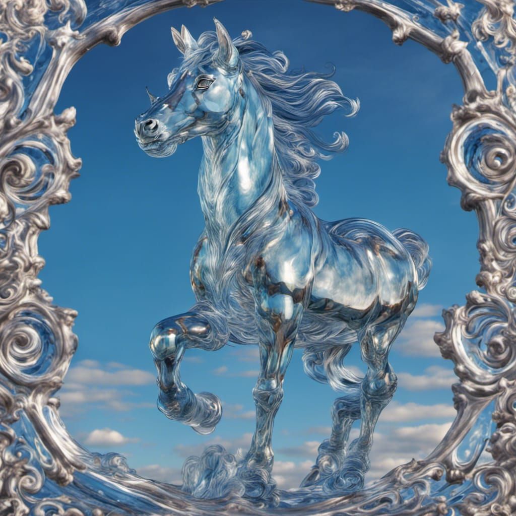 Intricate Glass Centaur Sculpture in Crystal Water