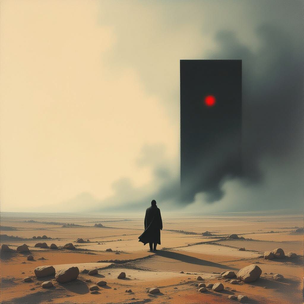 Desolate Figure in Surreal Landscape