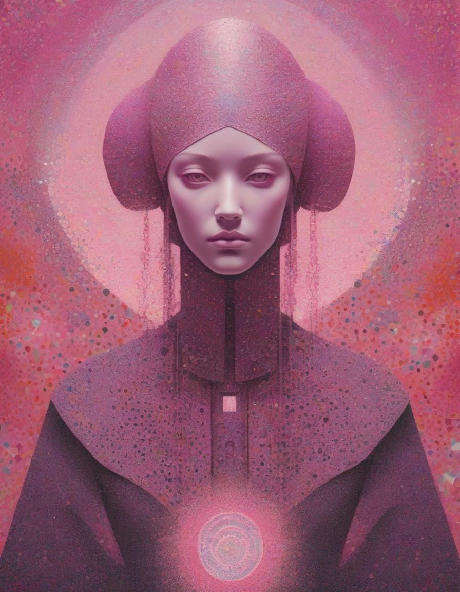 Ethereal Pink Tarot Card in Minimalist Style