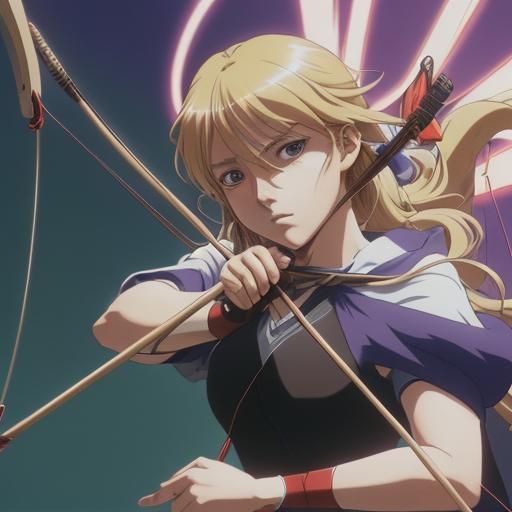 Archer in Cel-Shaded Anime Style