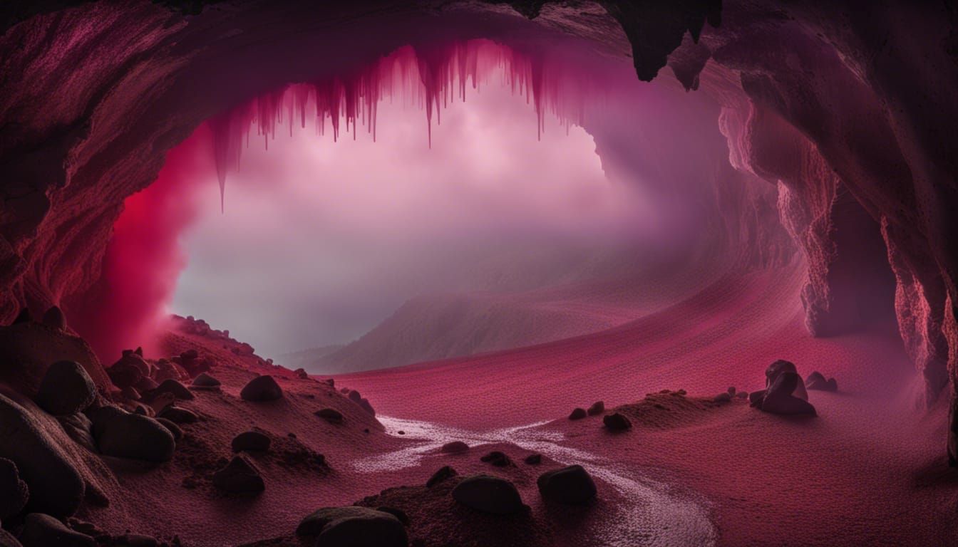Cave with Strange Fog, Detailed Matte Painting