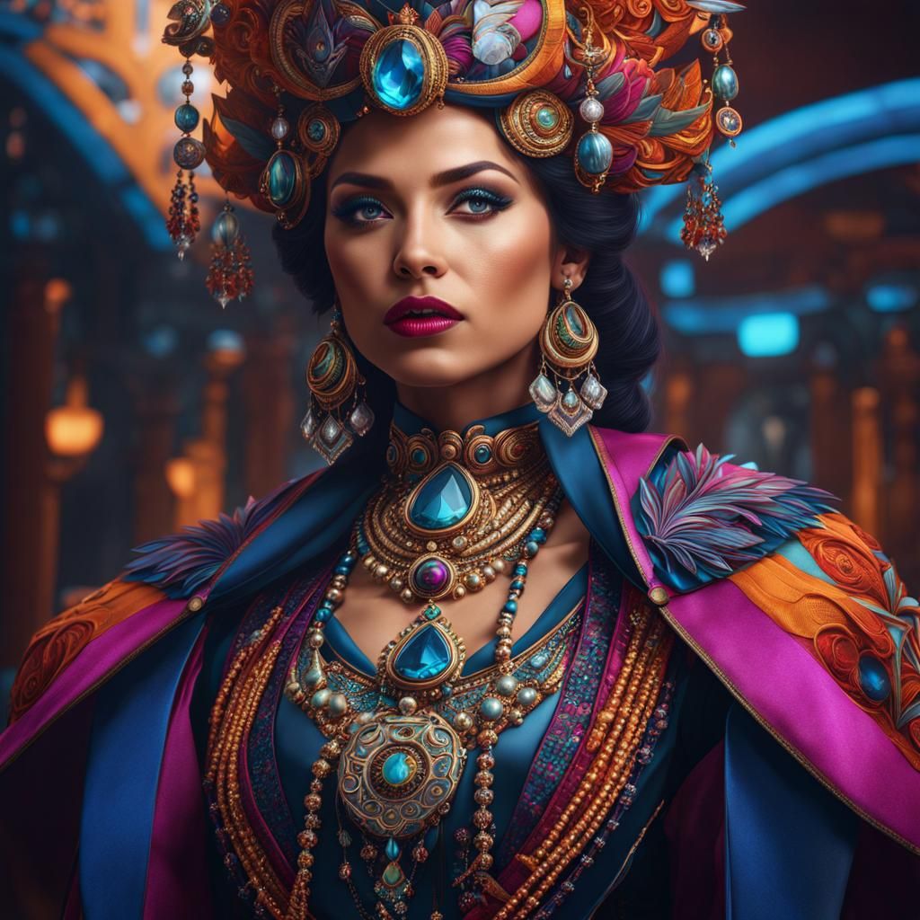 Surreal Portrait of a Futuristic Goddess