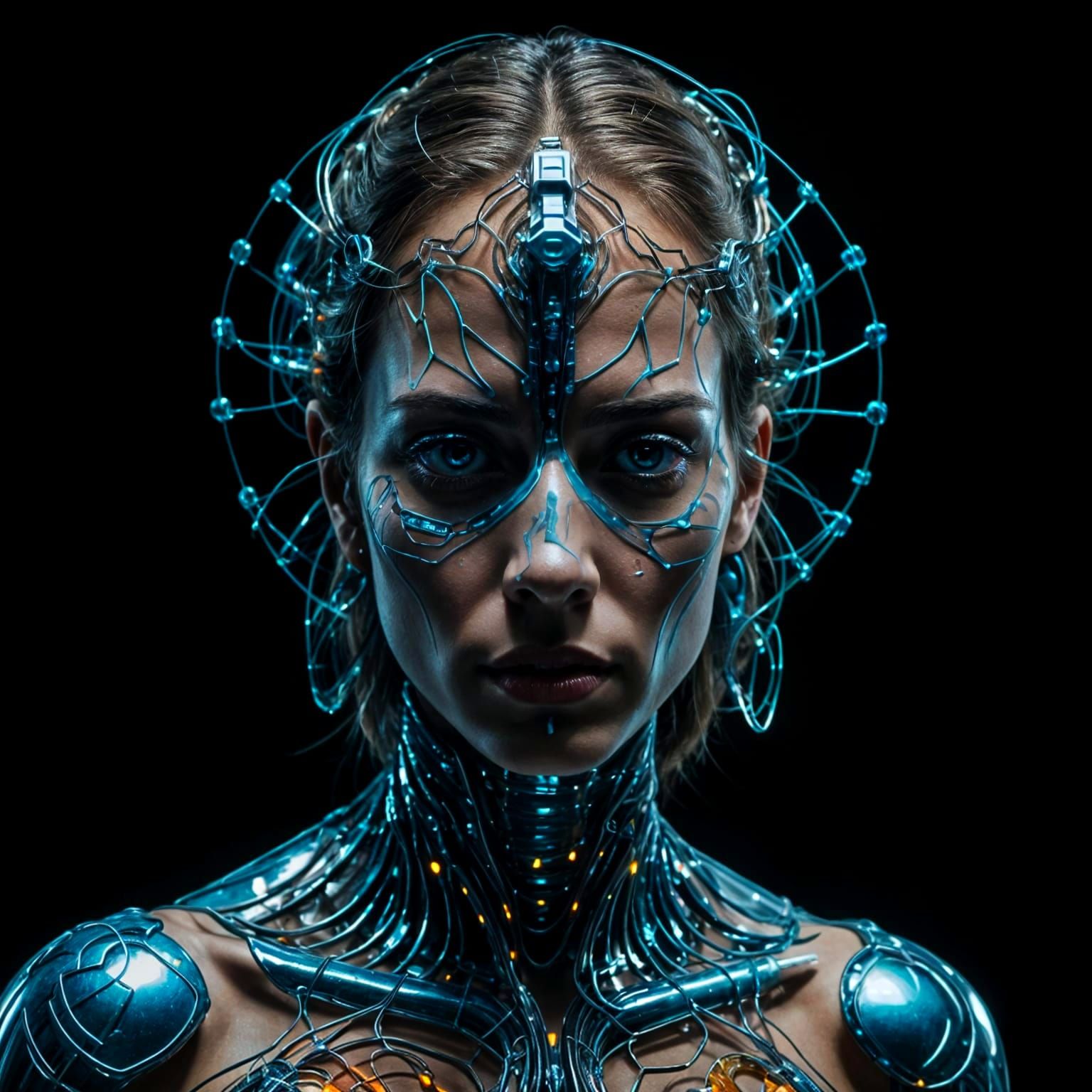 Astral Circuitry Woman Portrait in Ambient Light