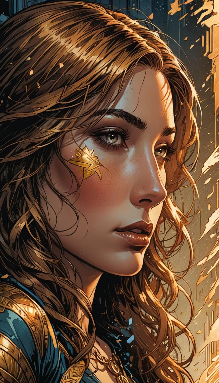 Thoughtful Woman in Comic Book Style Art