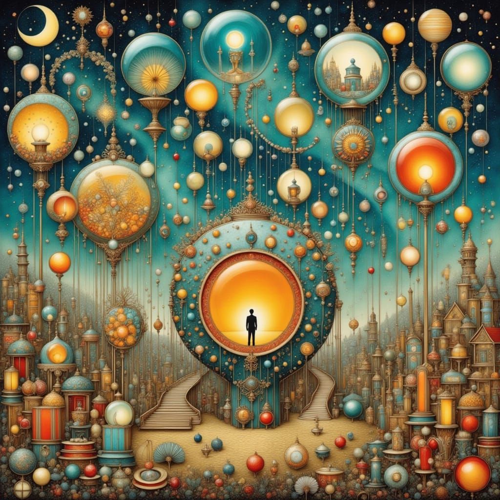 Lone figure among the lamp posts