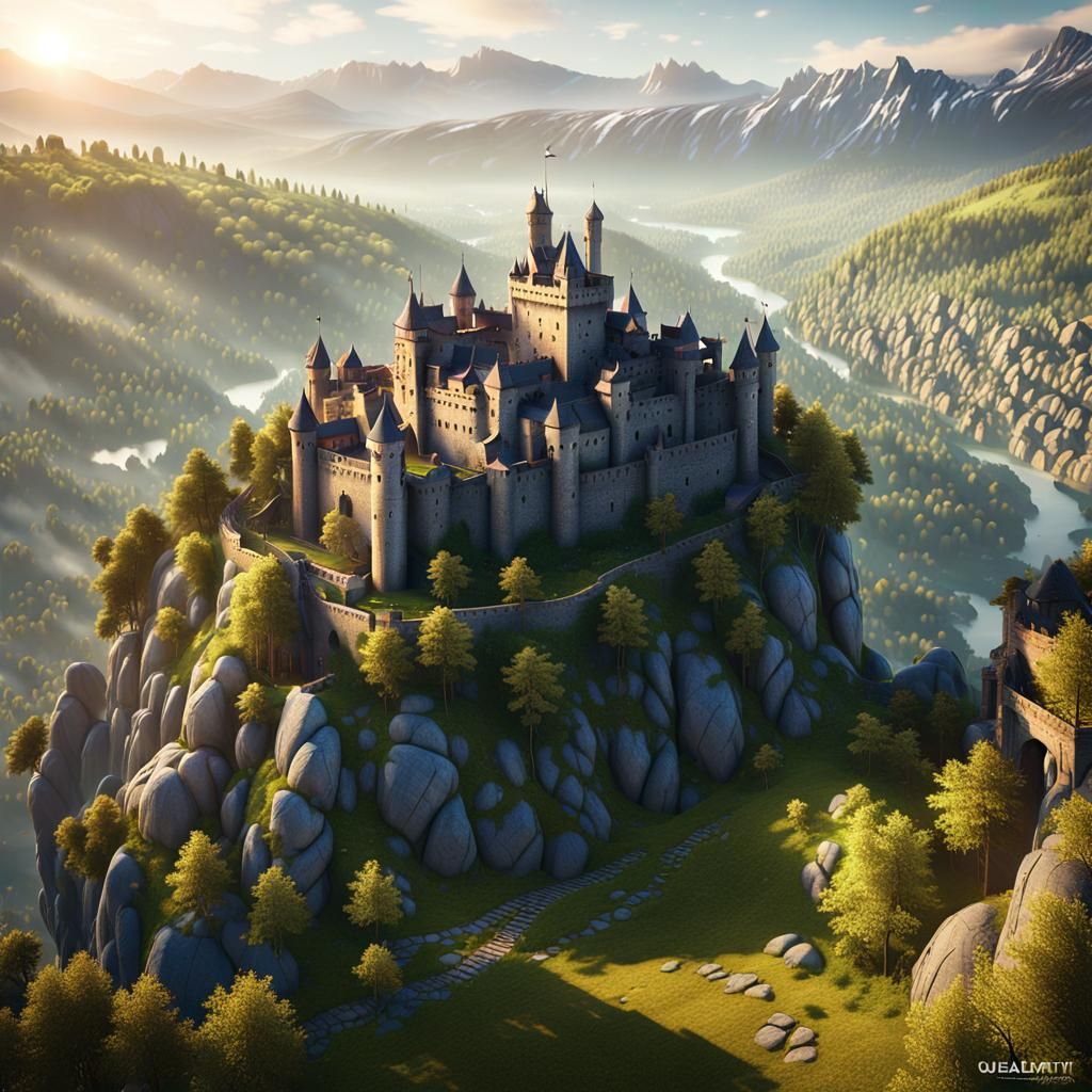 Majestic Medieval Castle Overlooking Valley City