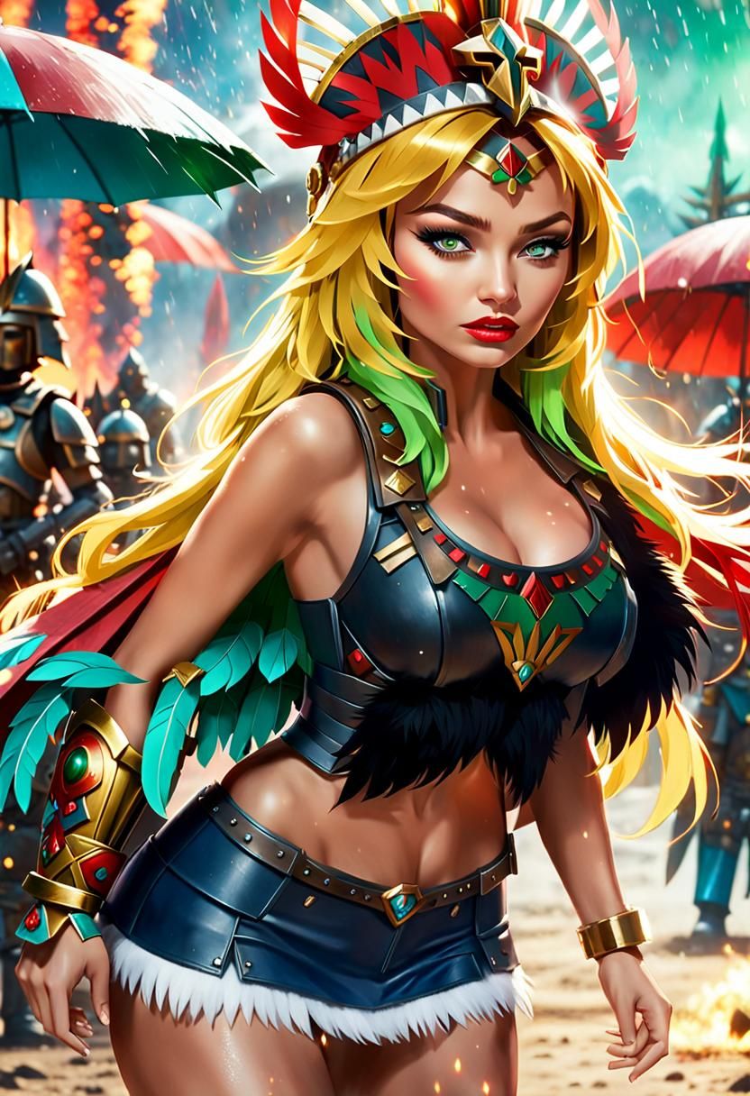 Space Marine Woman as Aztec War Goddess