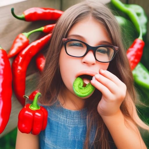 girl with a hot pepper