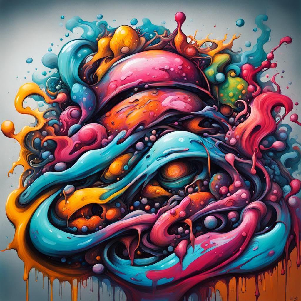 Ocean Yacht in Vibrant Graffiti Street Art Style