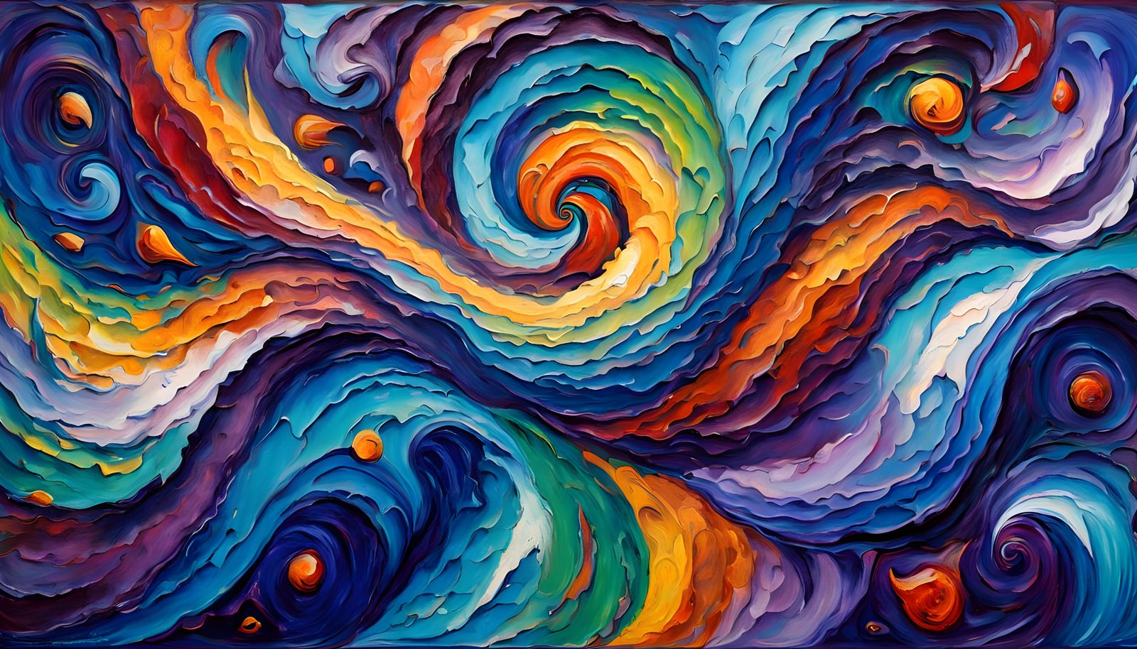 Blue Proto-Stars Vortex in Impasto Oil Painting Style