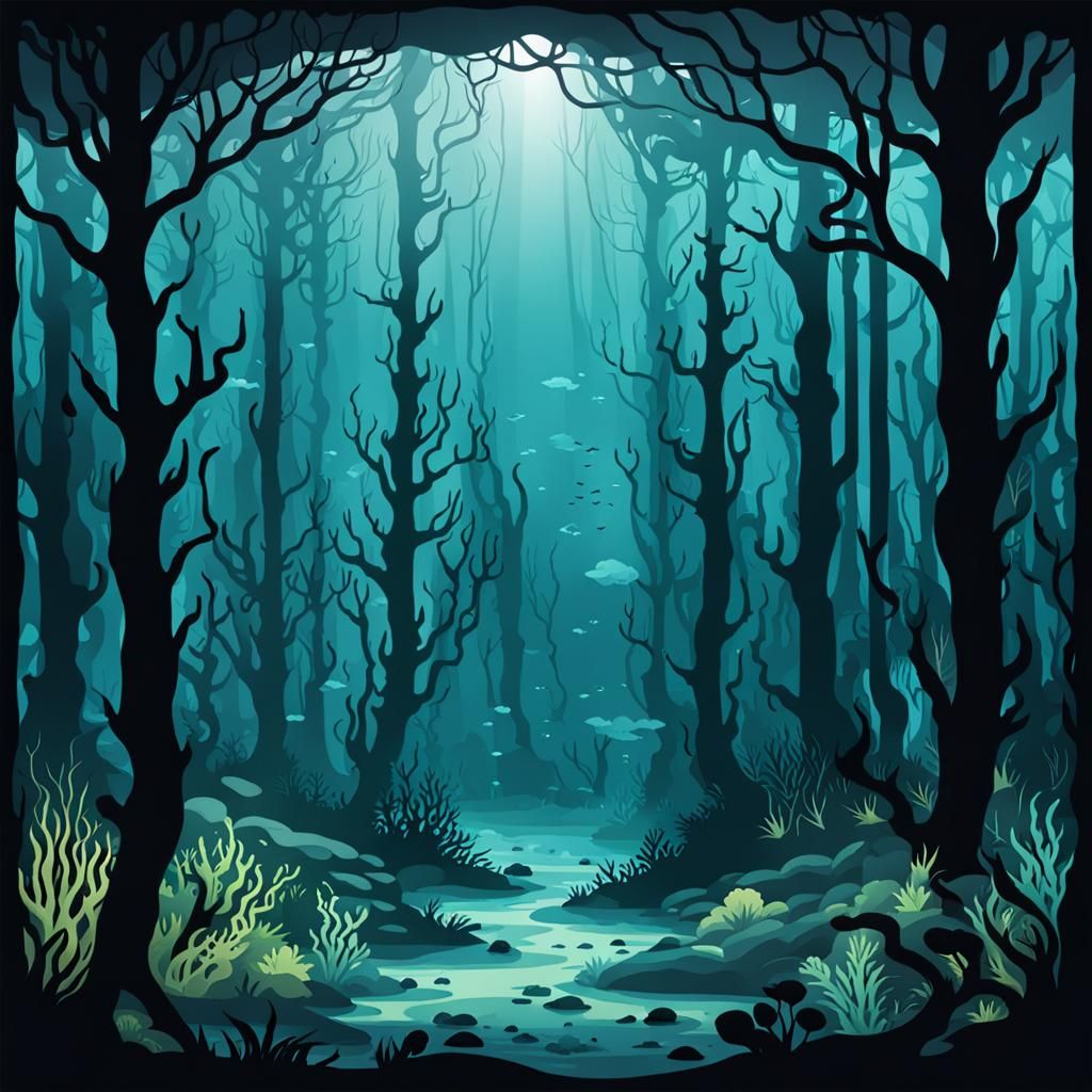 Aquascape Underwater Forest T-Shirt Design