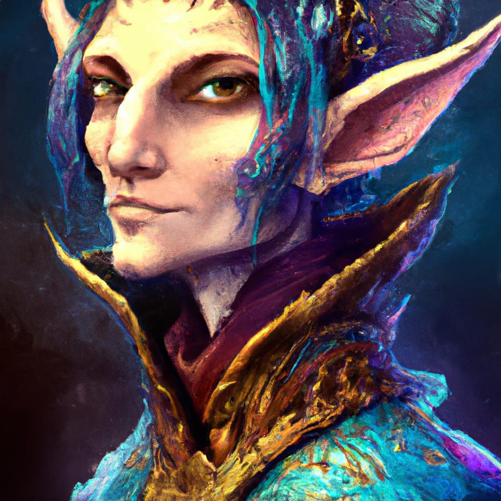 Regal Lizardwoman Portrait in Art Nouveau Style