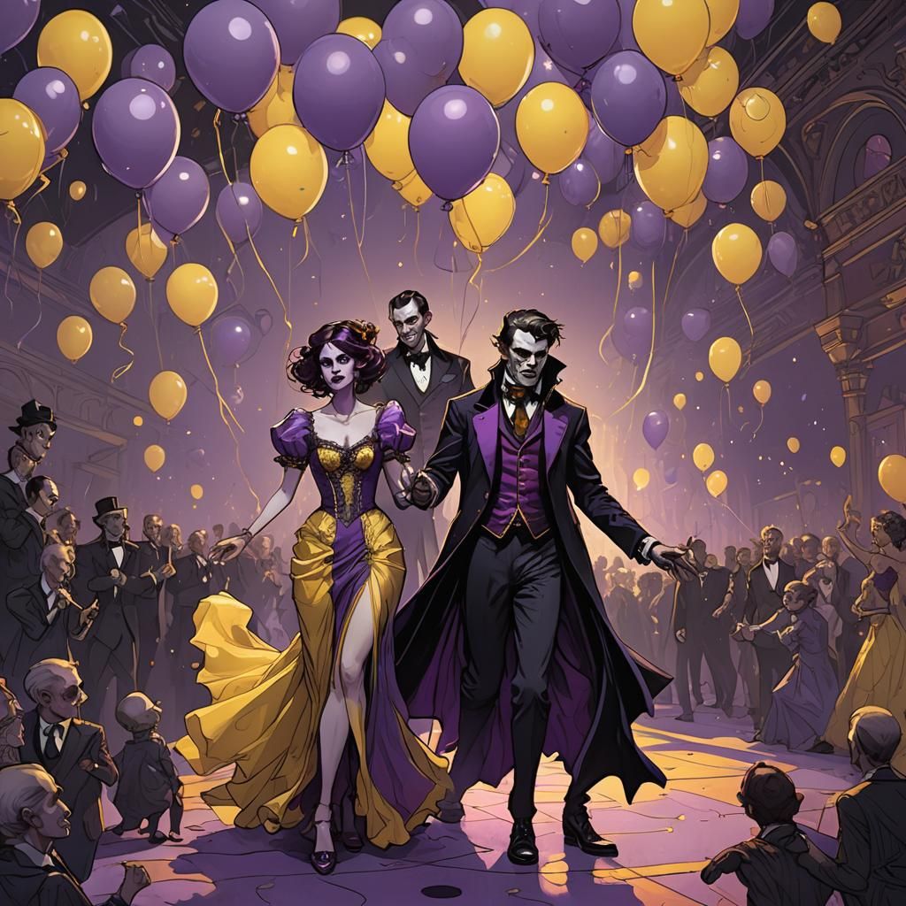 Vampire and Ghoul Line Dancing: Dark Fantasy Art