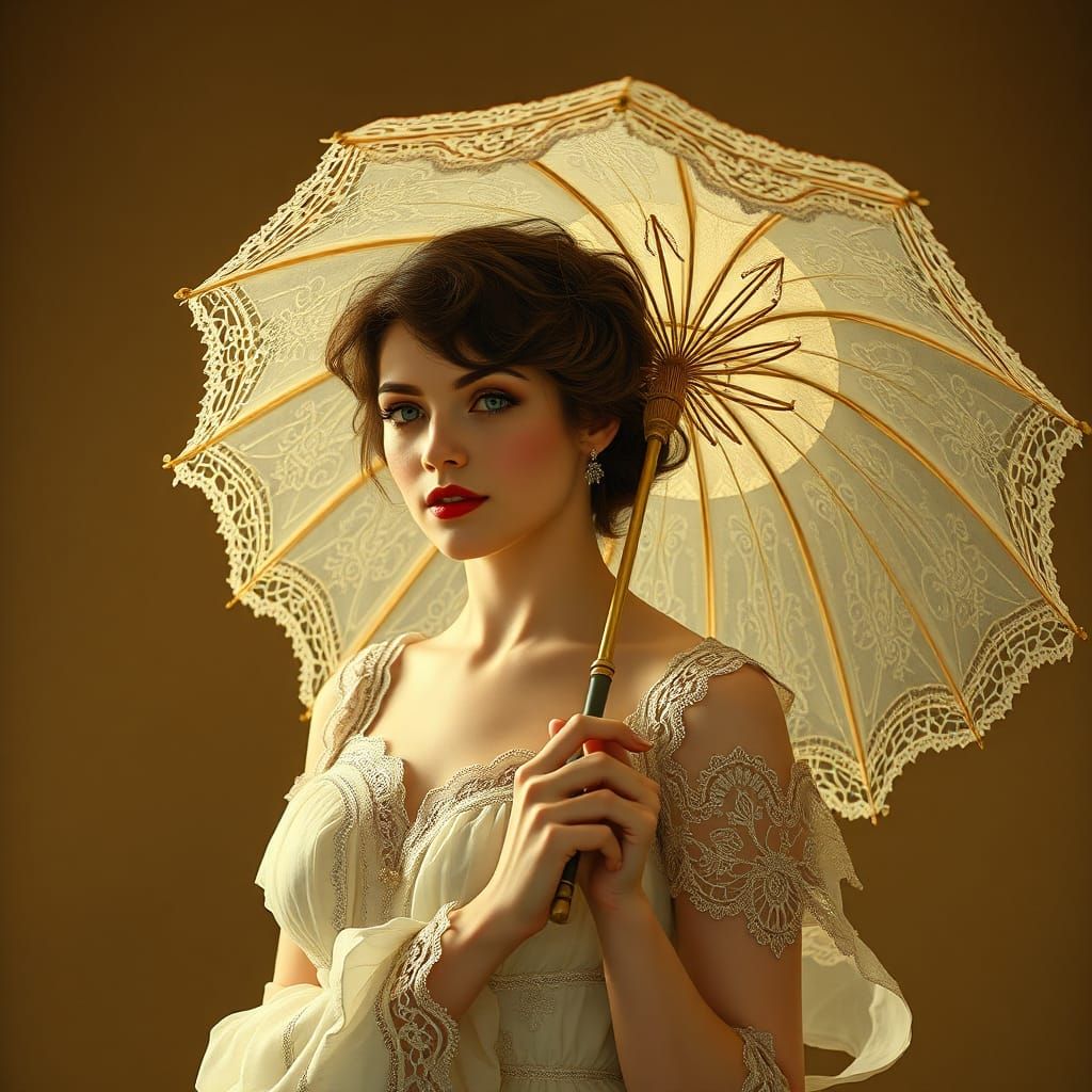 Edwardian Woman with Lace Parasol