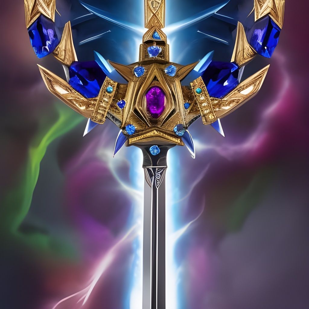 Fantasy Sword with Glowing Gems: Monster Reborn Art