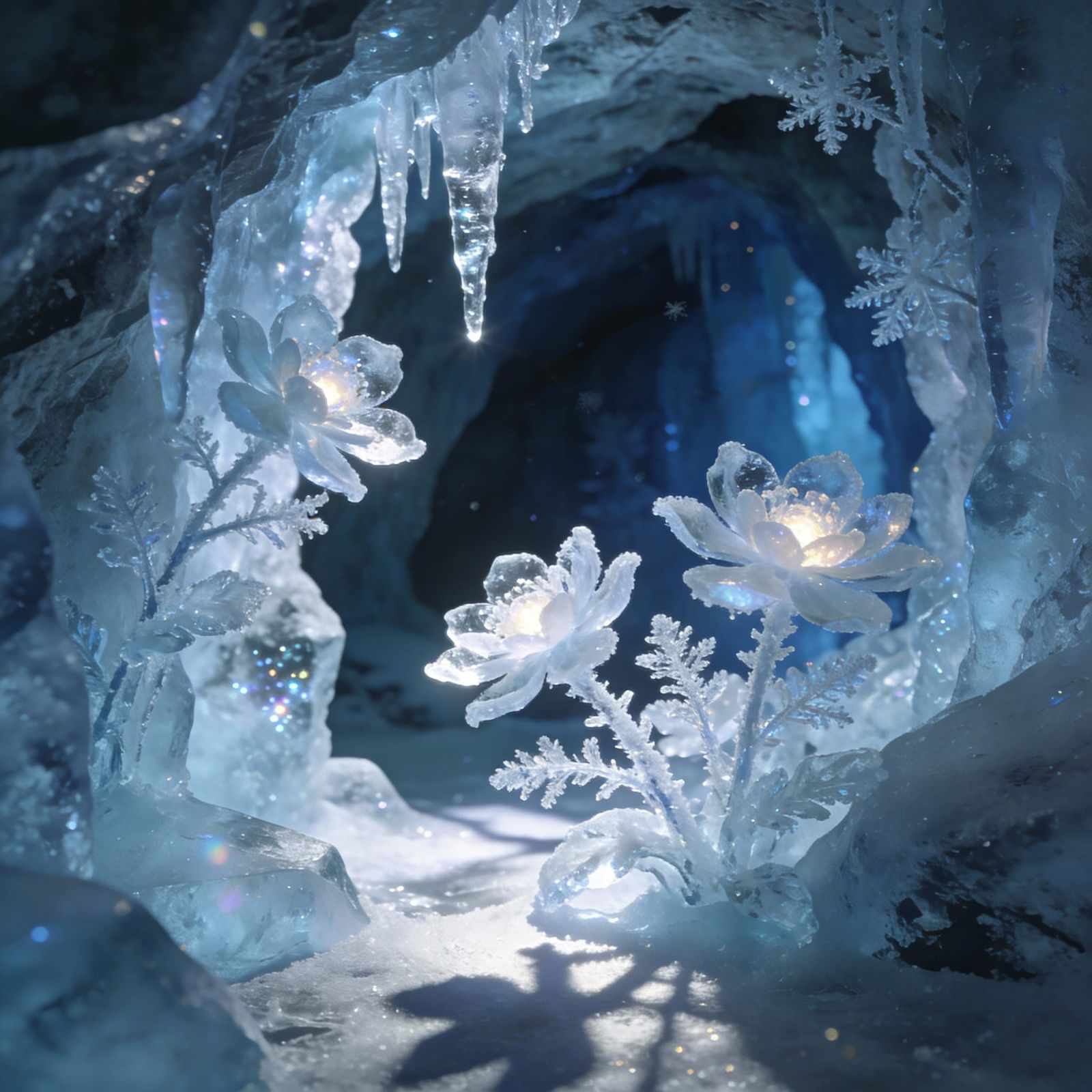 Subterranean Winter Garden of Ice Flowers