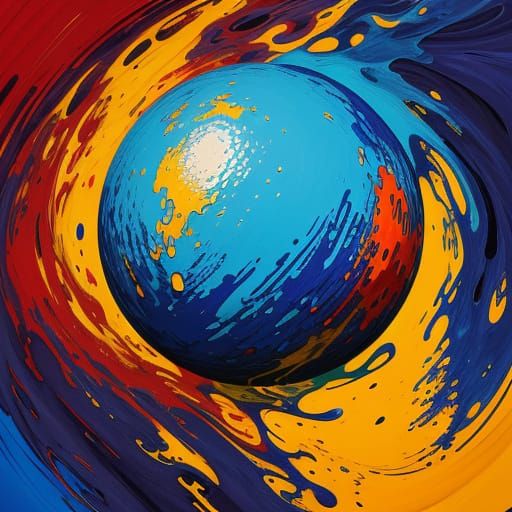 Abstract Expressionist Golf Ball in a Factory