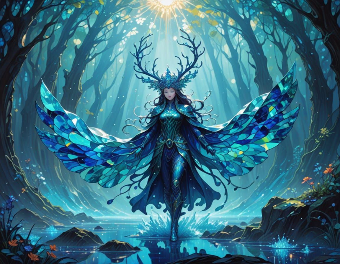 Teal Kaleidoscope Explodes With Iridescent Light