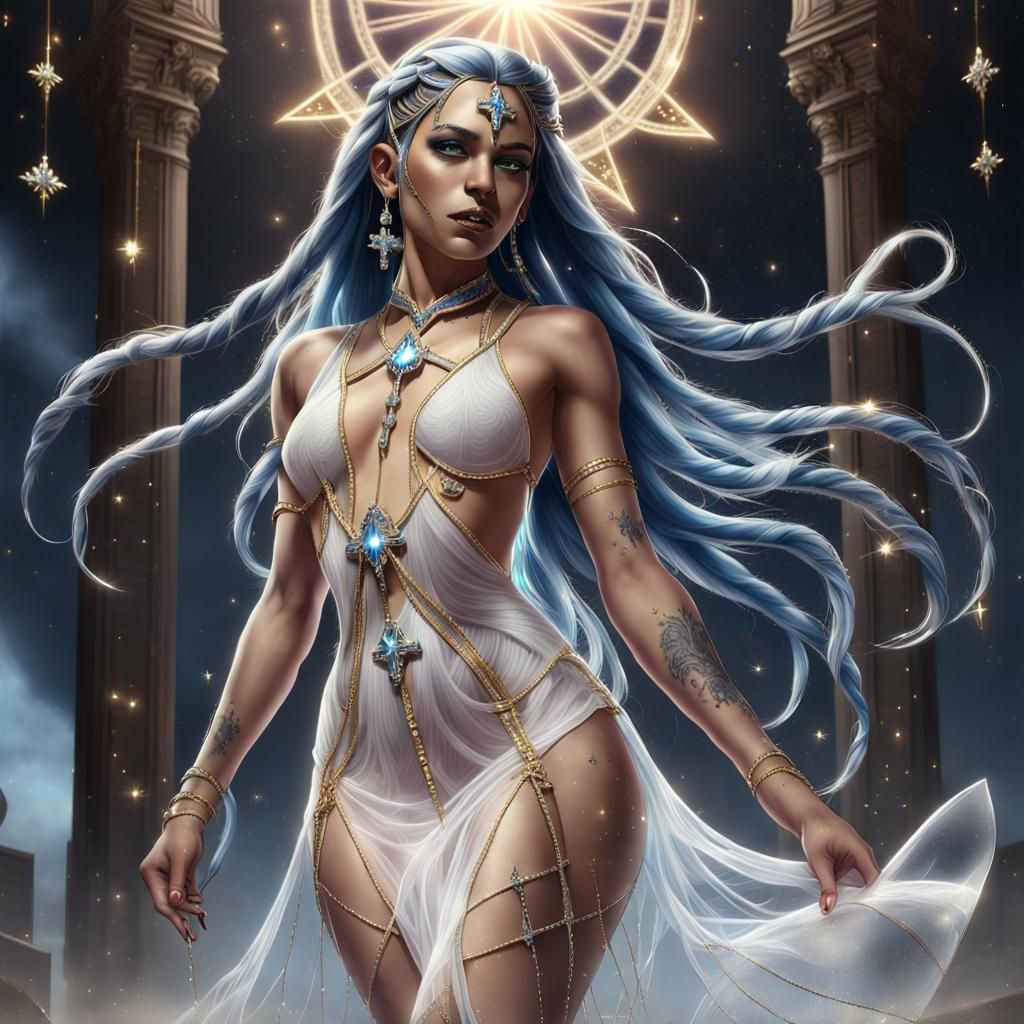 Woman with Braids in Dark Fantasy Style