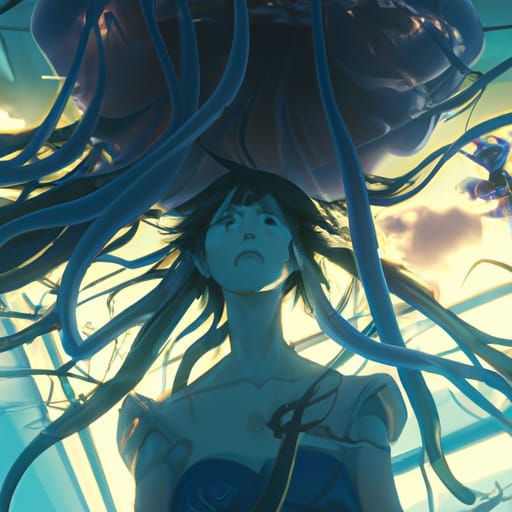 Medusa in Anime Style by Makoto Shinkai