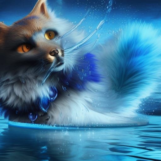 Water Fox with Blue and Black Fur