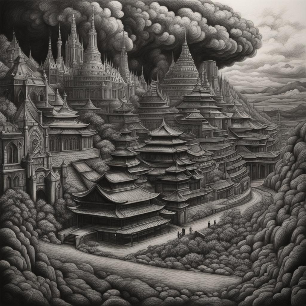 Hyperdetailed Charcoal Drawing