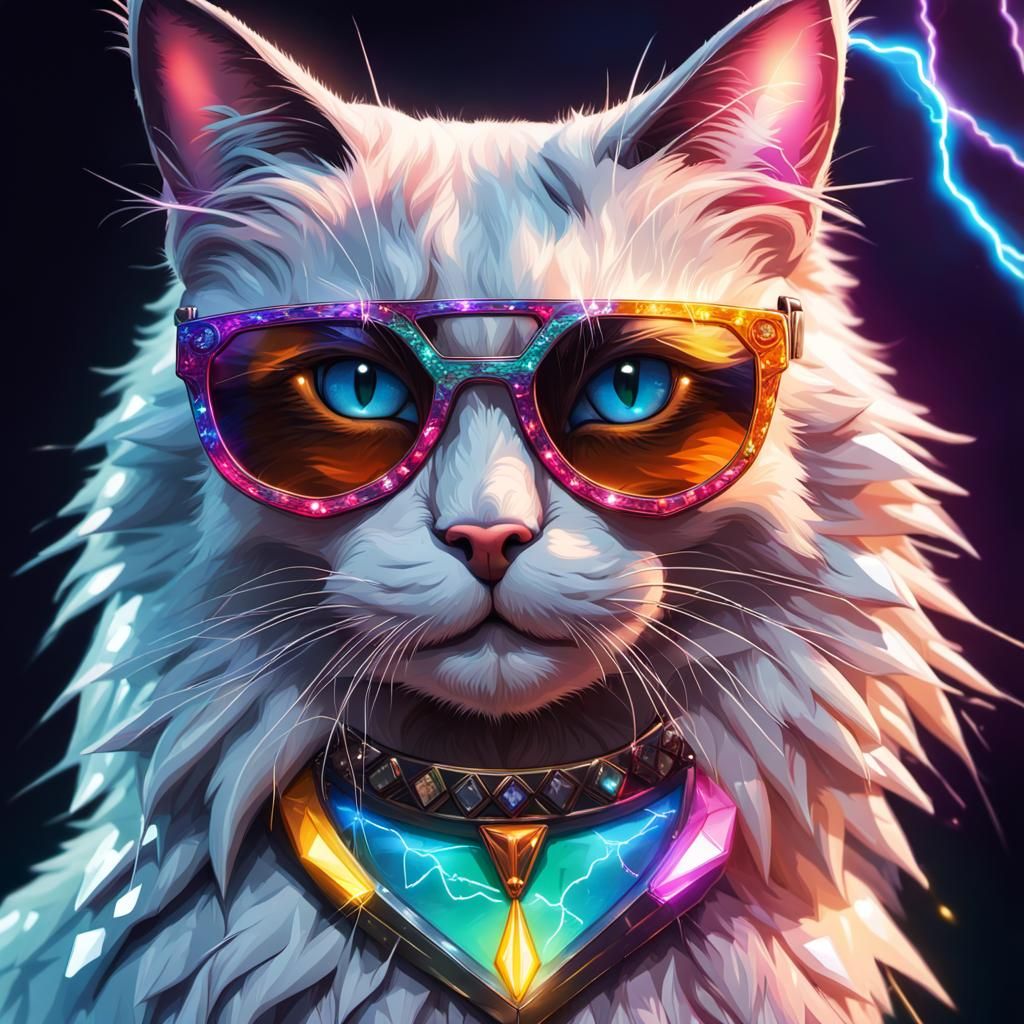 Celestial Ragdoll Cat in Diamond Lamborghini: Hyperrealistic...