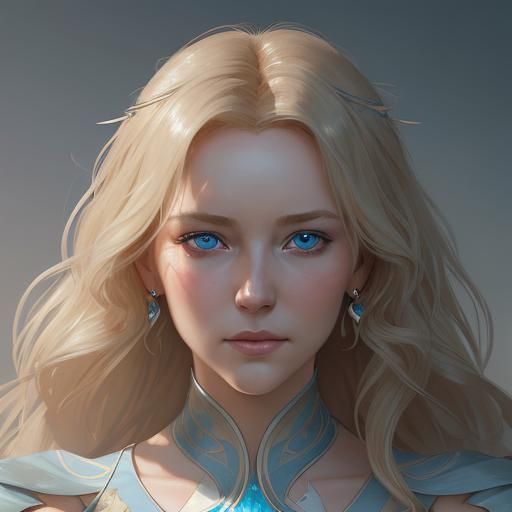 Princess Evelyn Portrait by Rutkowski, Artgerm, and Mucha