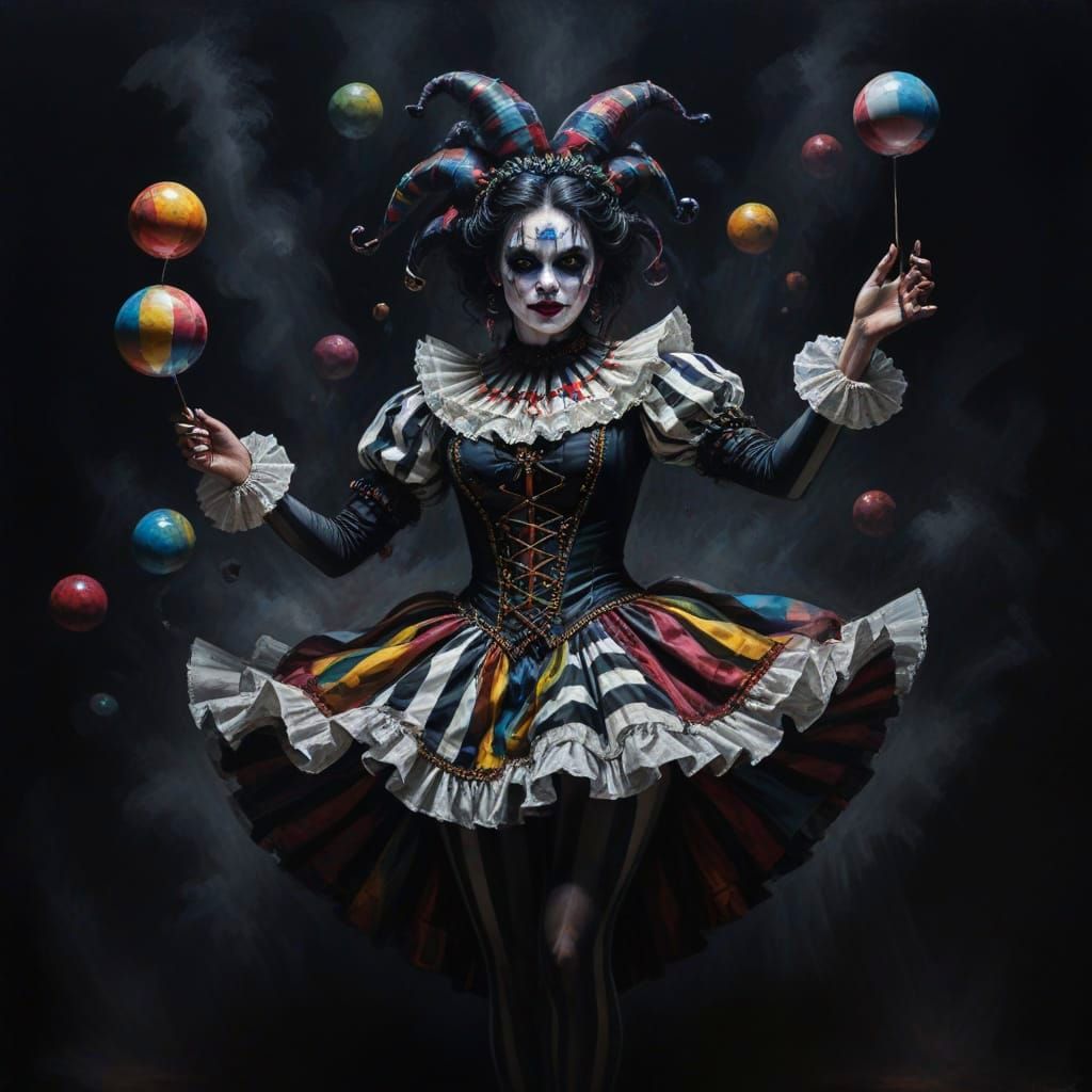 Dark Gothic Circus Jester in Renaissance Style