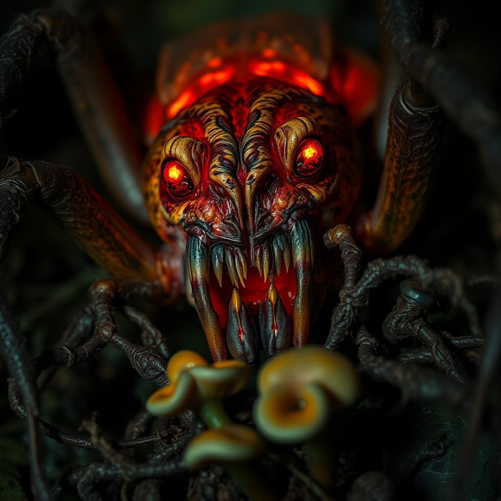 Grotesque Demon Spider Portrait in Dark Fantasy Style