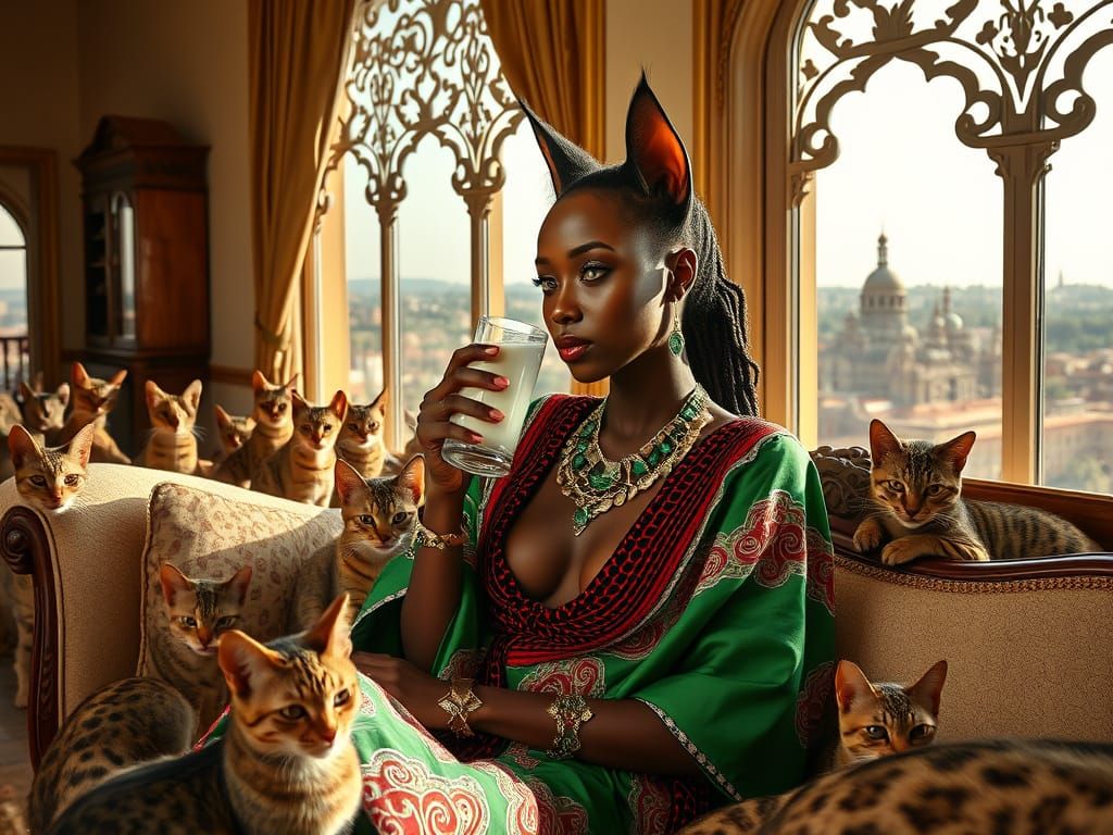 Kenyan Woman with Cat Features in Nairobi