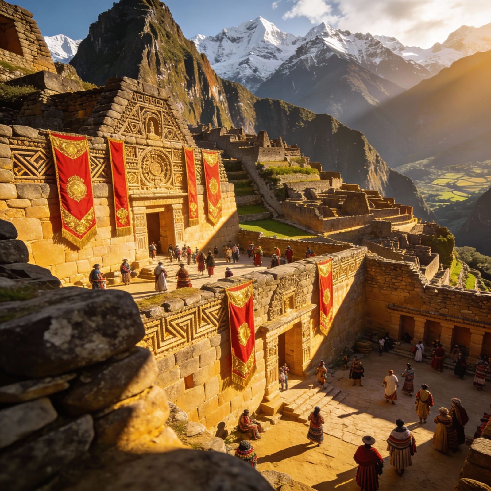 Vibrant Golden Hour Acropolis of Machu Picchu
