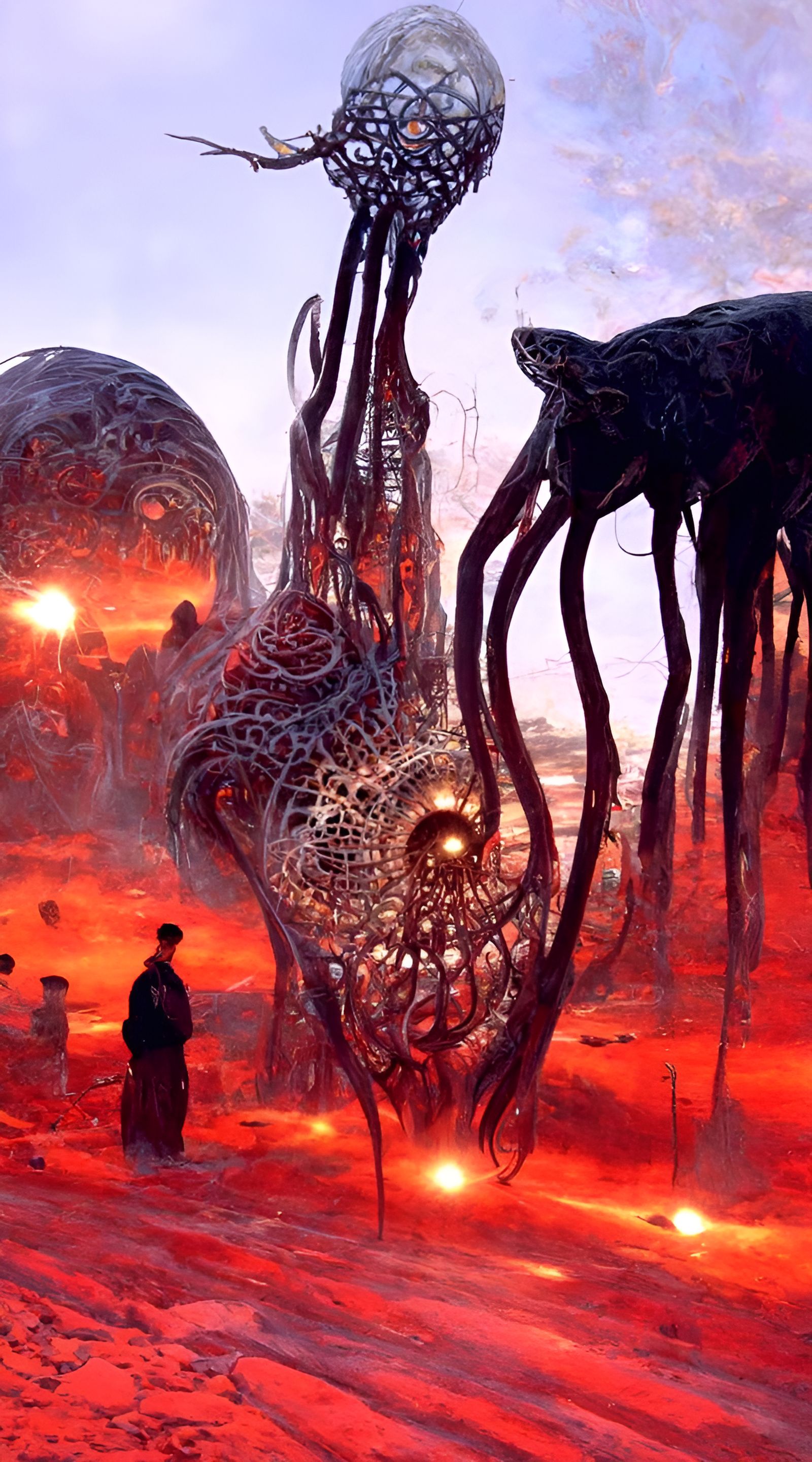 Eldritch Creatures Wander Wasteland: Hyperdetailed Digital A...