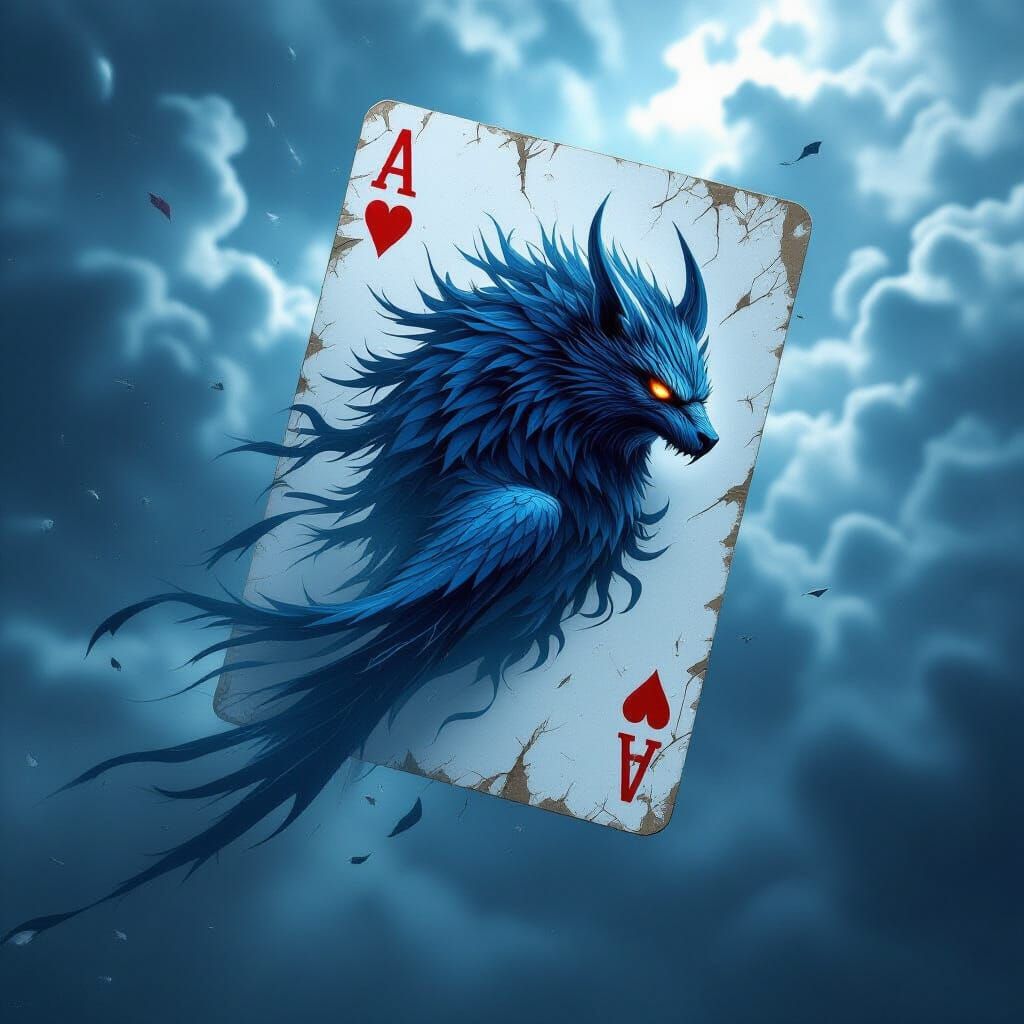 Gothic Fantasy Mythical Beast Card in Cosmic Storm
