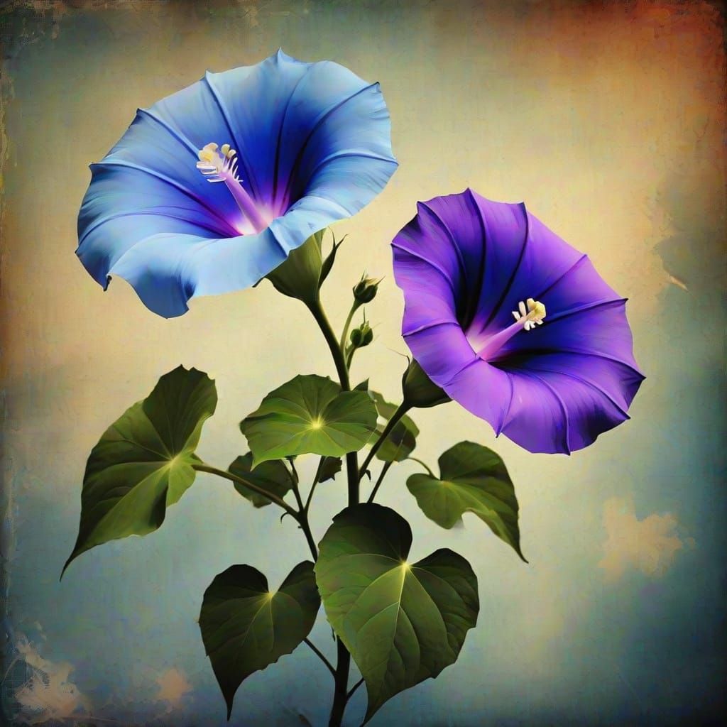 Abstract Grunge Morning Glory Illustration