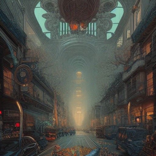 Hyperrealistic Afterlife Landscape in Noir Coloration