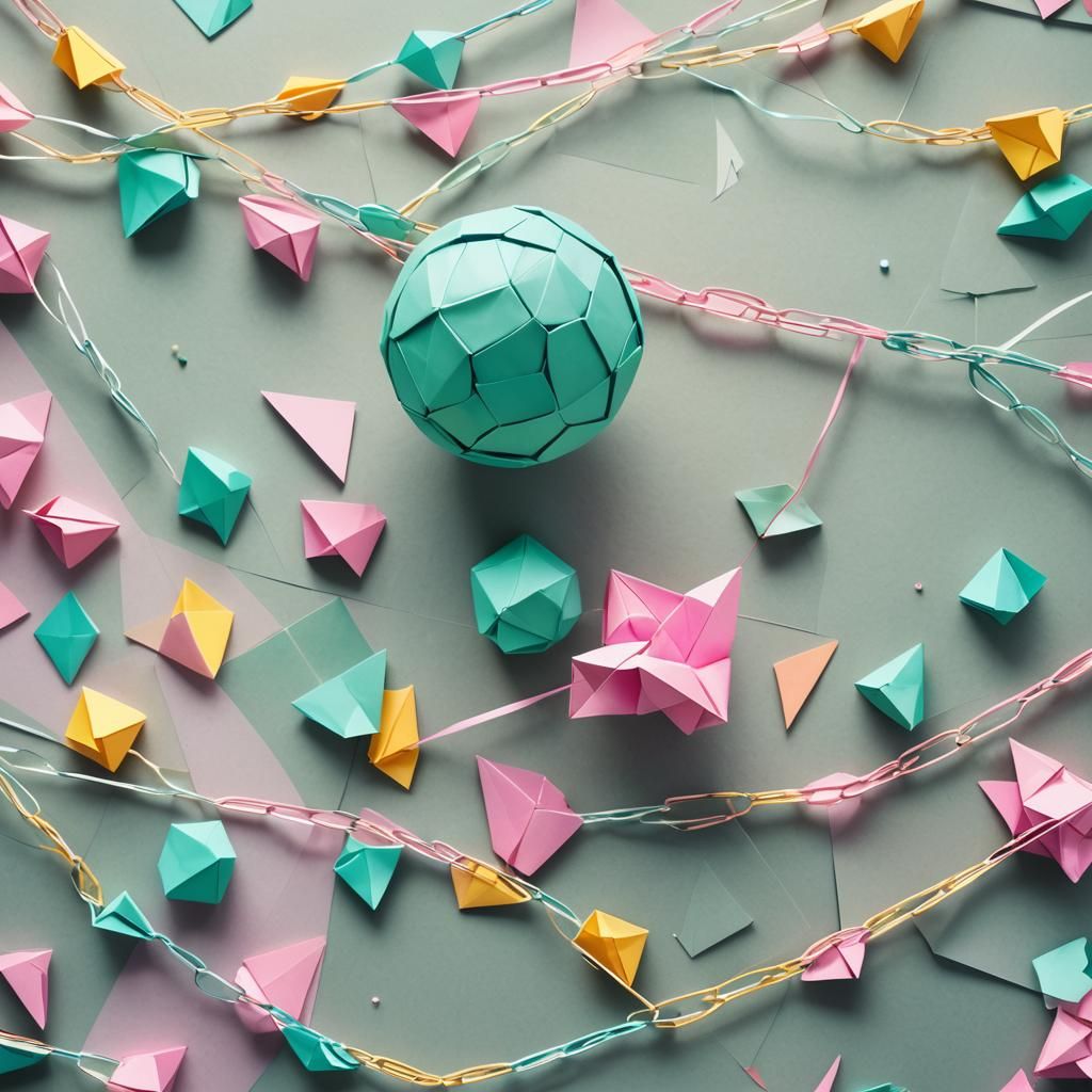 Origami Paper Football in Pop Art Style