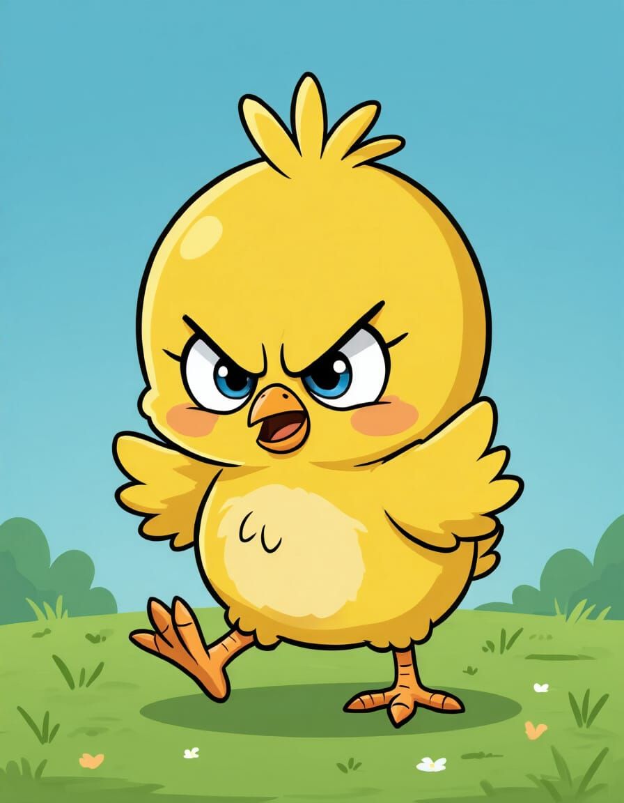 Cartoon Chick's Temper Tantrum