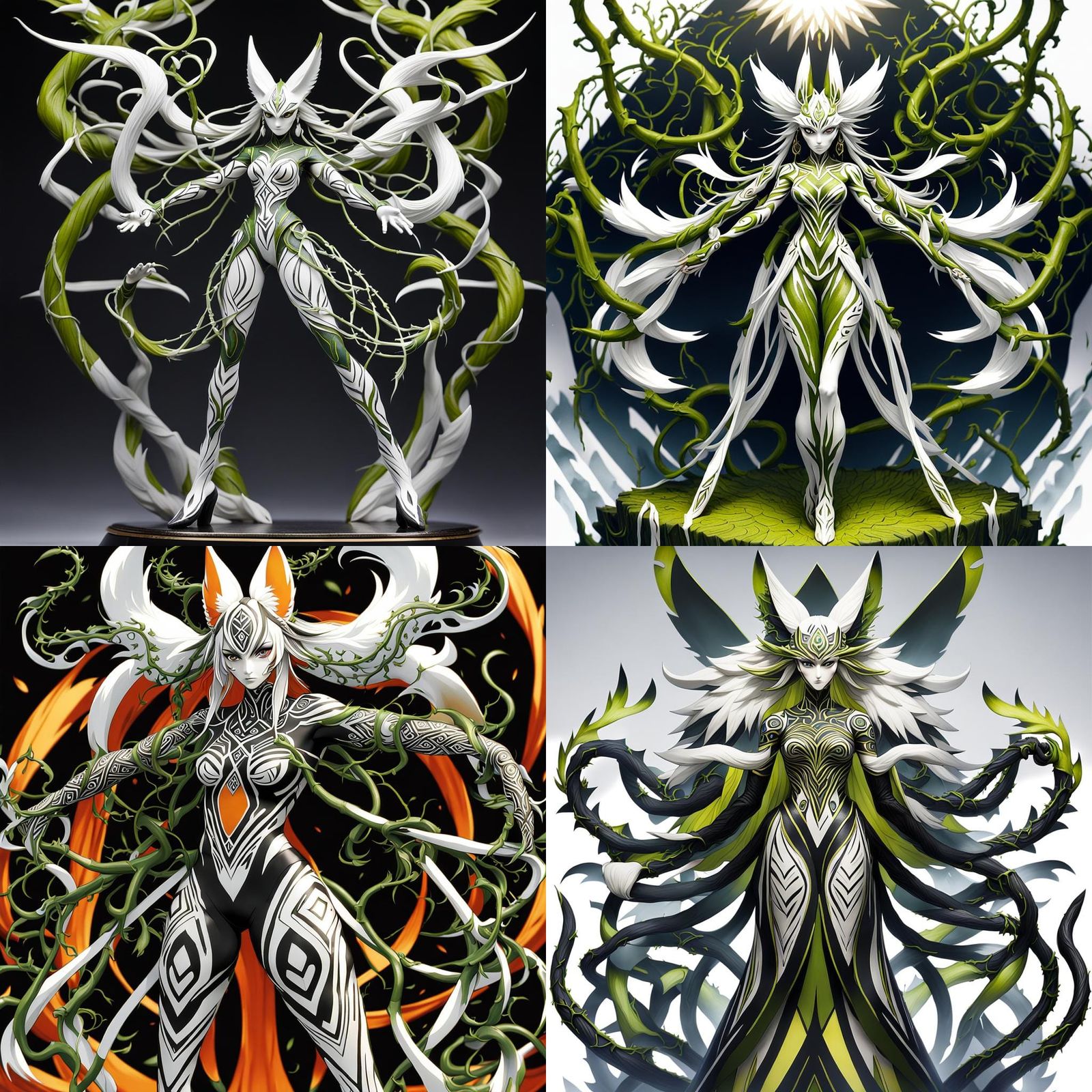 Kitsune Anime Warrior with Tribal Markings