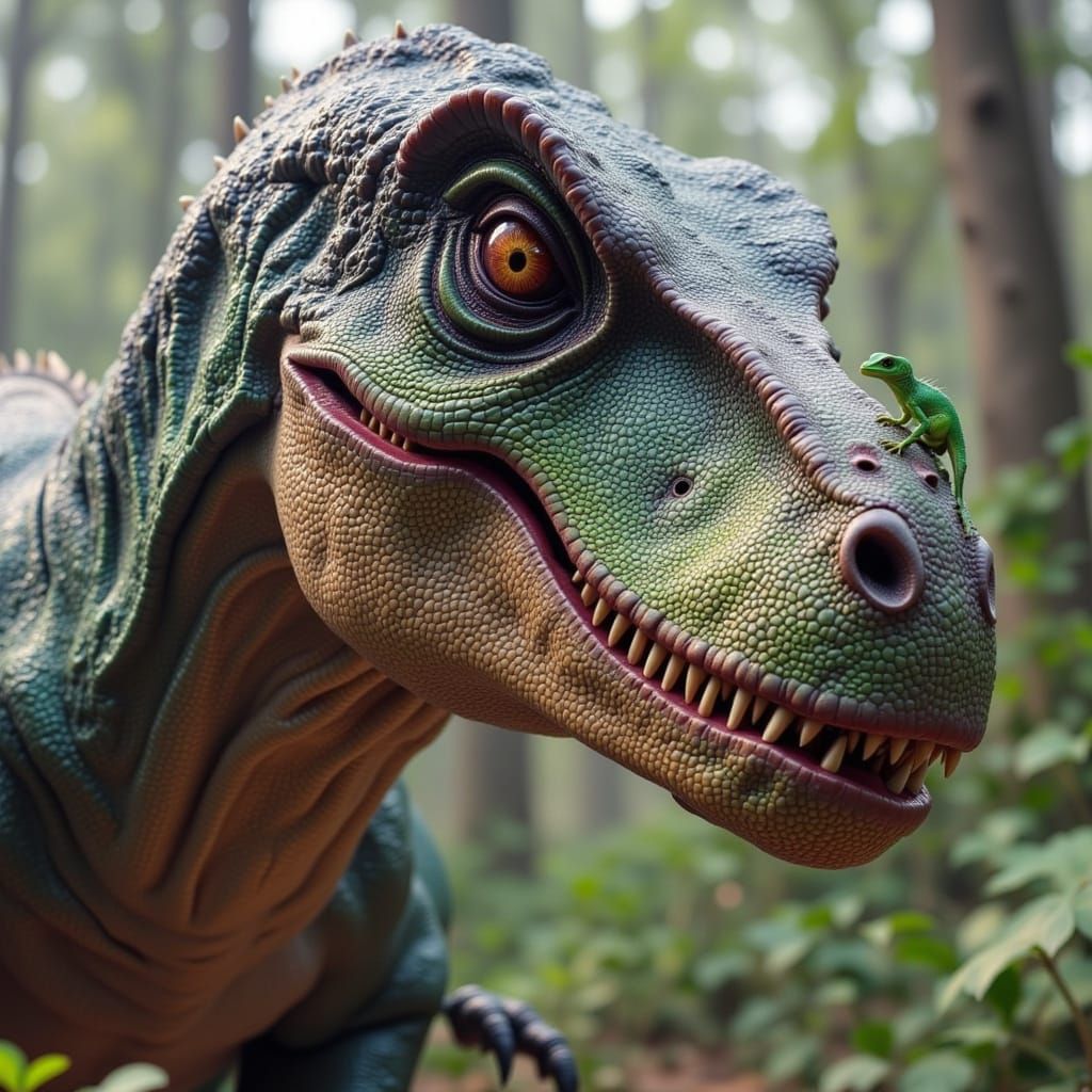 Dinosaur with Lizard in Murraypunk Flux Style