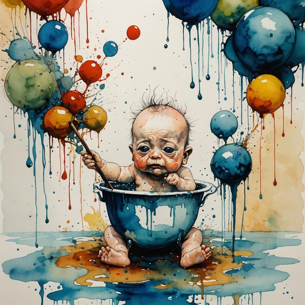 Surreal Watercolor in Ralph Steadman Style