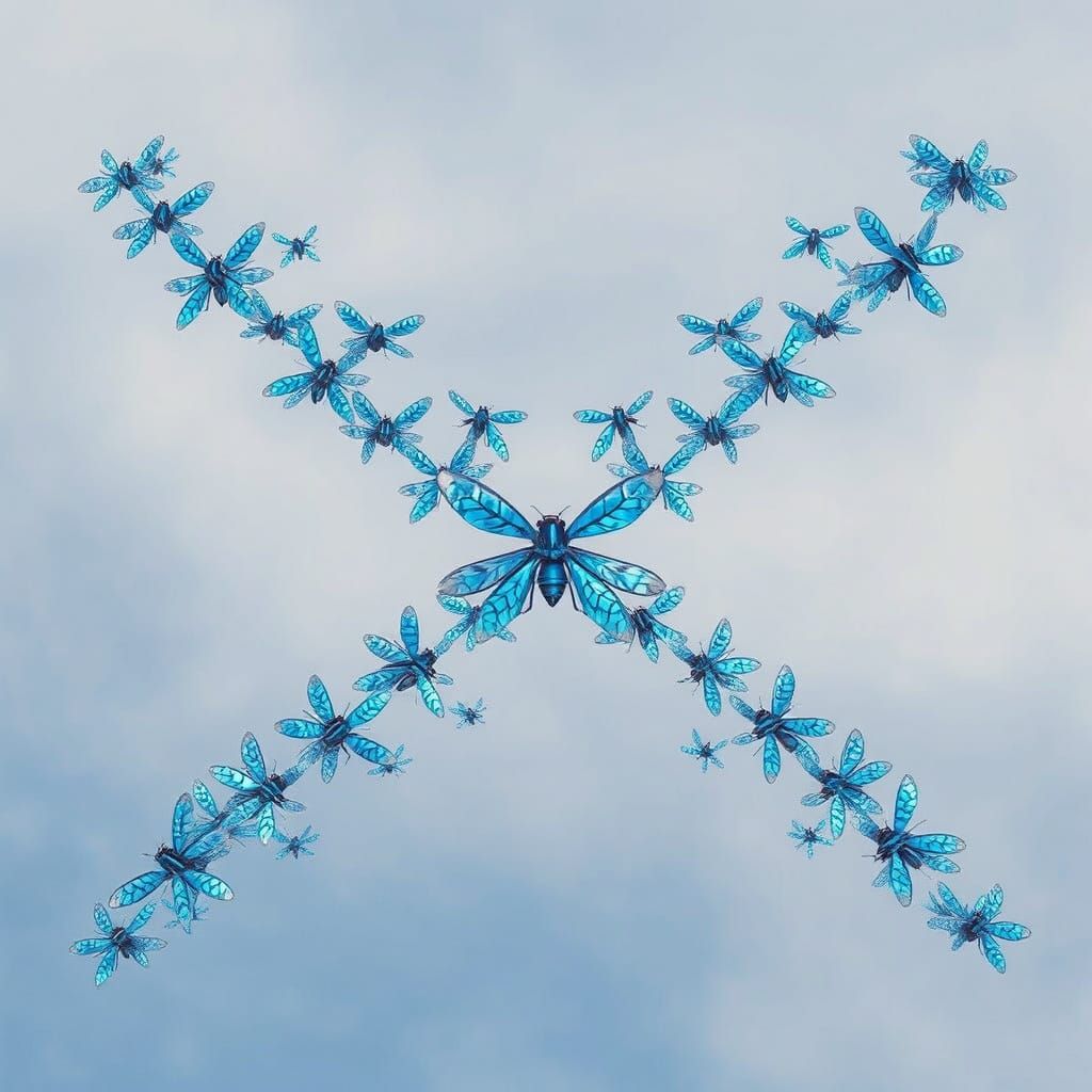 Metallic Blowflies Form X in Bio-Art Style