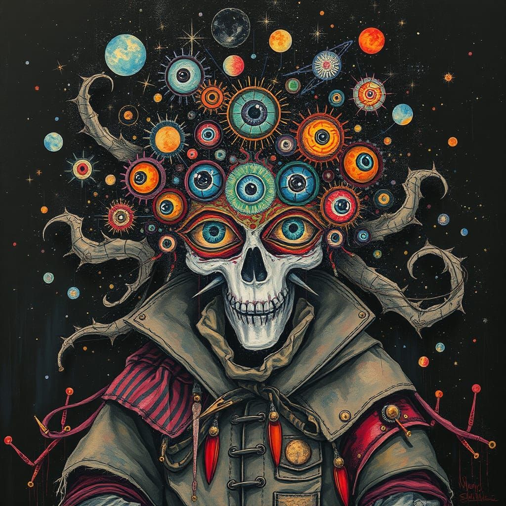 Celestial Punk: A Cosmic Being's Abstract Portrait